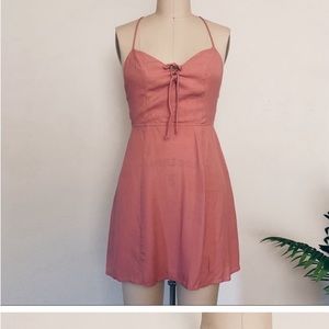 reformation pink lace up mini dress size 4